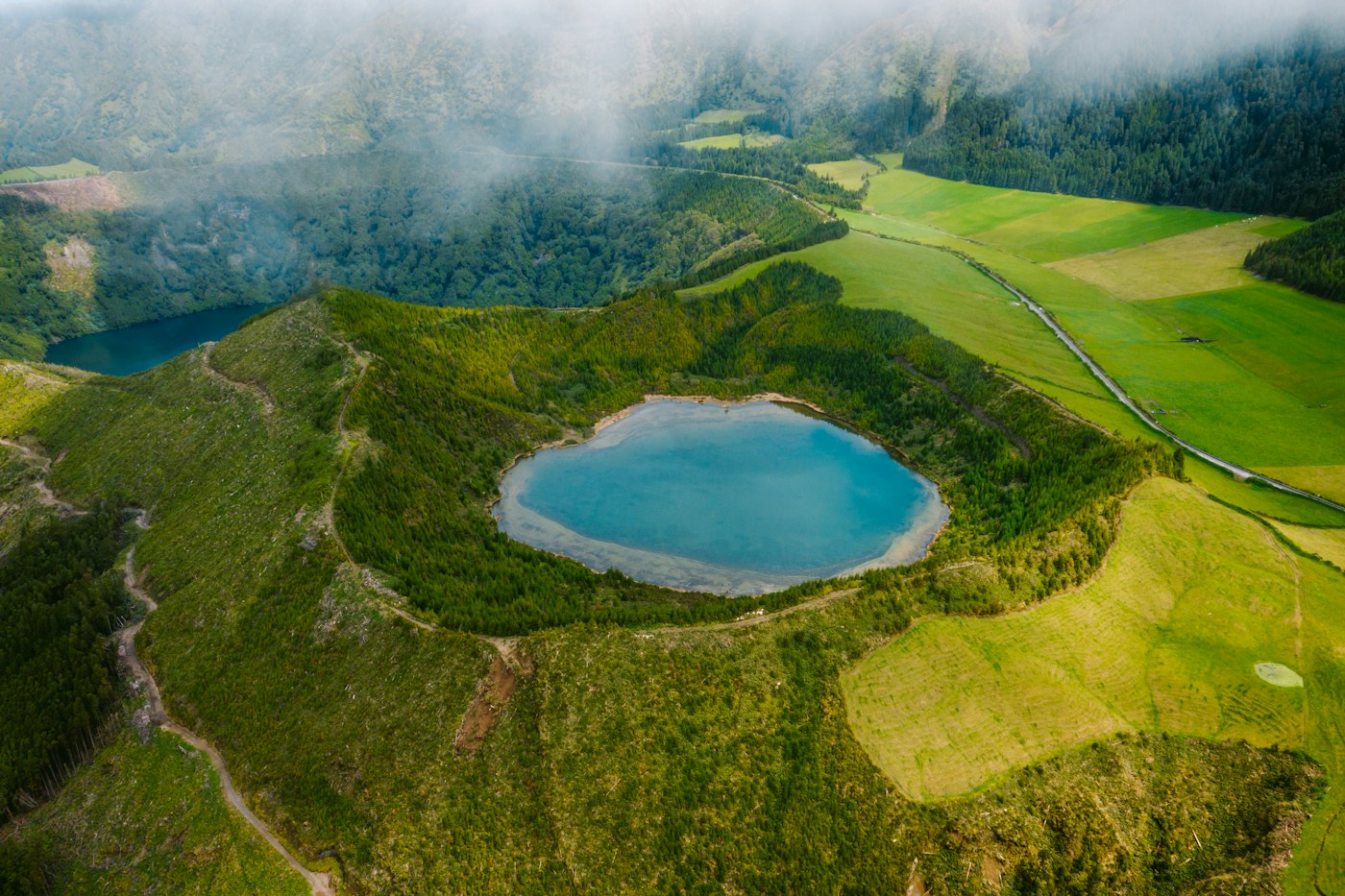 Sete Cidades crater lagoon in São Miguel, Azores