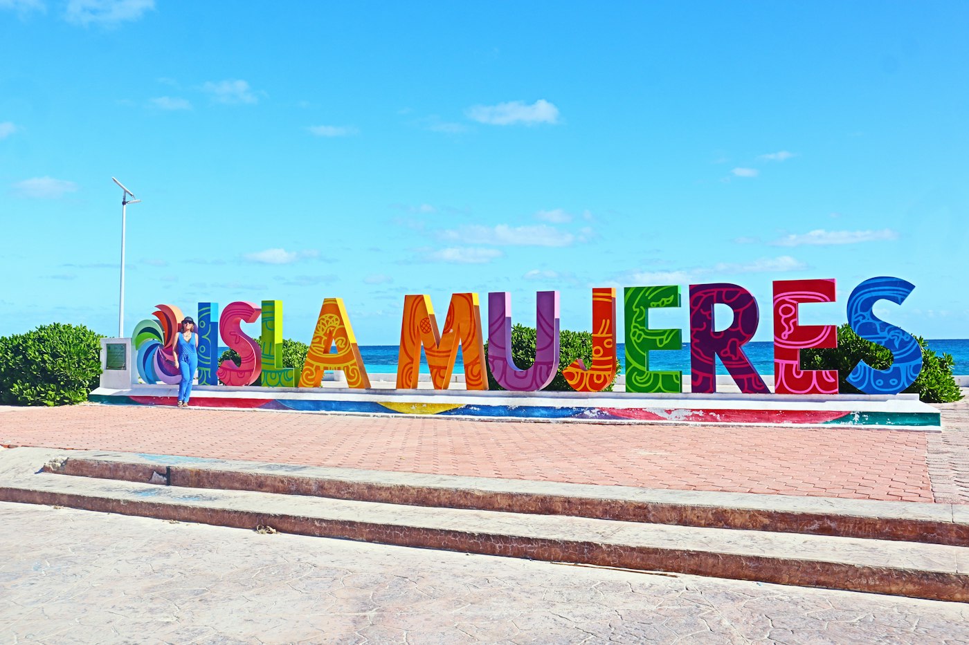 Colorful Isla Mujeres sign by the sea, Mexico