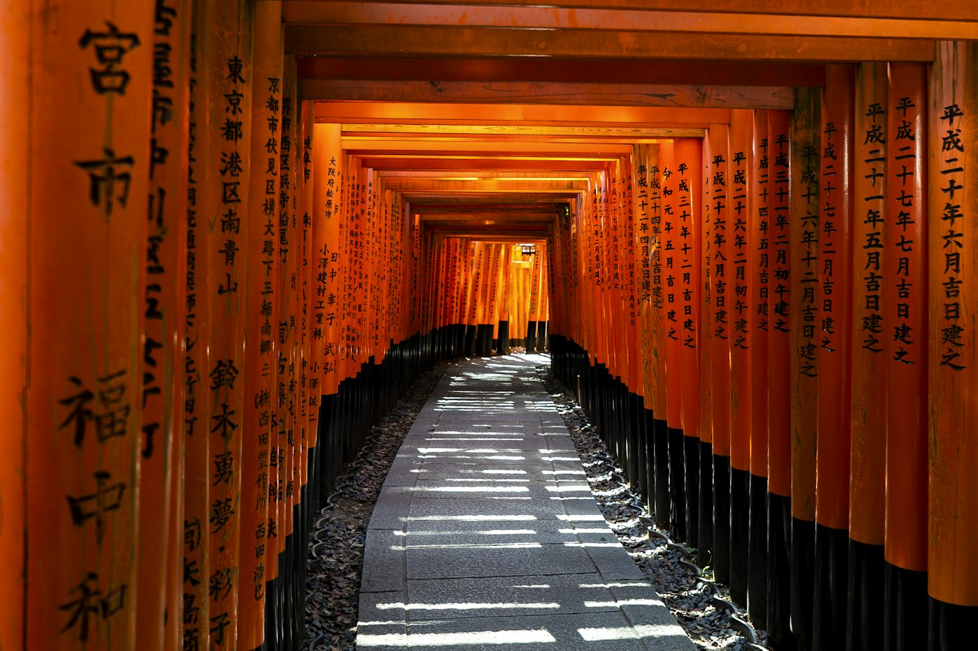 Red torii gates at Fushimi Inari Shrine, Kyoto