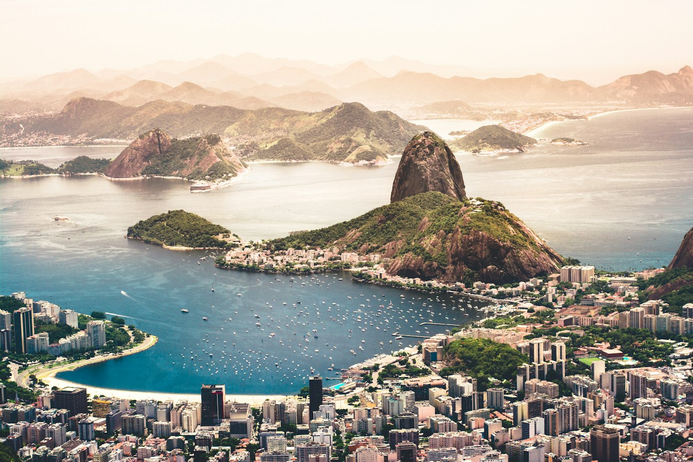 Sugarloaf Mountain and Guanabara Bay in Rio de Janeiro, Brazil