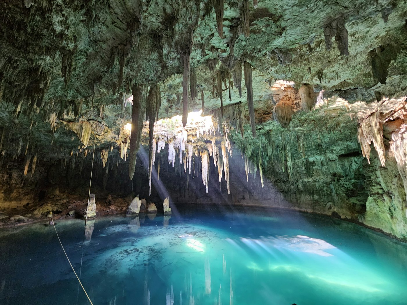 Cenote with crystal-clear water in the Riviera Maya, Mexico